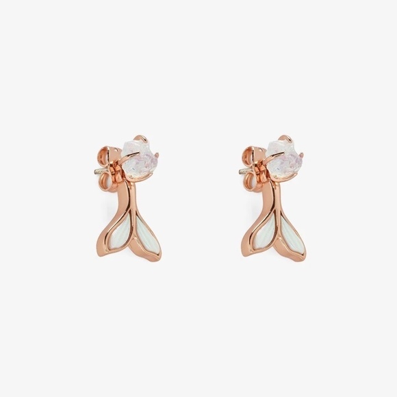 Pura Vida Mermaid Fin Rose Gold Plated Sterling Silver Earrings - Picture 2 of 5